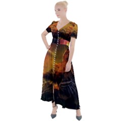 Tiger King In A Fantastic Landscape From Fonebook Button Up Short Sleeve Maxi Dress by 2853937