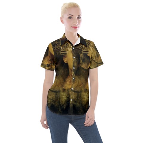 Surreal Steampunk Queen From Fonebook Women s Short Sleeve Pocket Shirt by 2853937