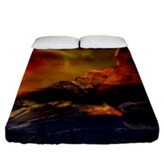 Tiger King In A Fantastic Landscape From Fonebook Fitted Sheet (california King Size) by 2853937