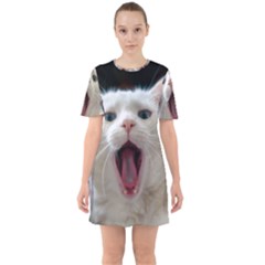 Wow Kitty Cat From Fonebook Sixties Short Sleeve Mini Dress by 2853937