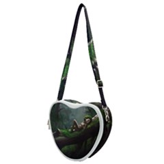 Wooden Child Resting On A Tree From Fonebook Heart Shoulder Bag by 2853937