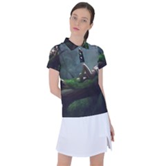 Wooden Child Resting On A Tree From Fonebook Women s Polo Tee