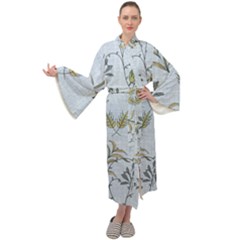 Blue Botanical Plants Maxi Velour Kimono by Abe731