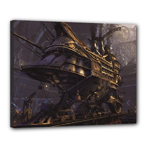 Steampunk Ship Canvas 20  X 16  (stretched)