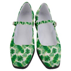 Tropical Leaf Pattern Women s Mary Jane Shoes