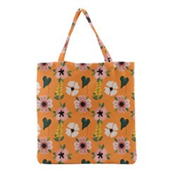 Flower Orange Pattern Floral Grocery Tote Bag
