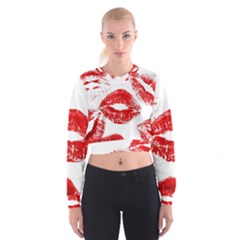 Red Lipsticks Lips Make Up Makeup Cropped Sweatshirt by Dutashop