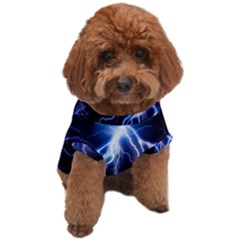 Blue Lightning At Night, Modern Graphic Art  Dog T-shirt by picsaspassion