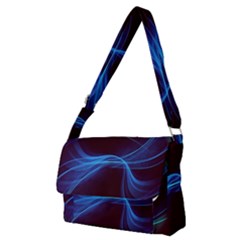 Light Waves In Blue And Green, Graphic Art Full Print Messenger Bag (m) by picsaspassion