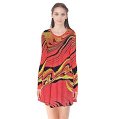 Warrior Spirit Long Sleeve V-neck Flare Dress by BrenZenCreations