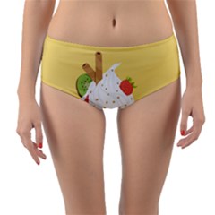 Ice Cream Dessert Summer Reversible Mid-waist Bikini Bottoms by Dutashop