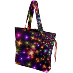 Star Colorful Christmas Abstract Drawstring Tote Bag