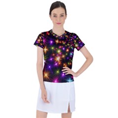 Star Colorful Christmas Abstract Women s Sports Top