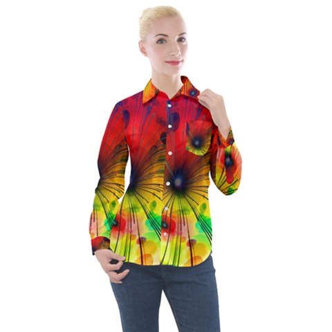 Illustrations Structure Lines Women s Long Sleeve Pocket Shirt by Dutashop