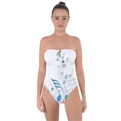 Music Notes Tie Back One Piece Swimsuit