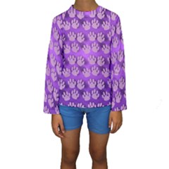 Pattern Texture Feet Dog Purple Kids  Long Sleeve Swimwear by Dutashop