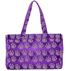 Pattern Texture Feet Dog Purple Canvas Work Bag by Dutashop