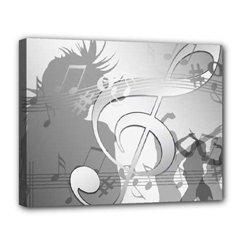 Dance Music Treble Clef Sound Girl Canvas 14  X 11  (stretched) by Dutashop