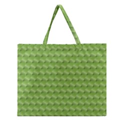 Green Pattern Ornate Background Zipper Large Tote Bag
