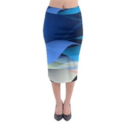 Flower Background Blue Design Midi Pencil Skirt