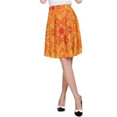 Fractal Yellow Orange A-line Skirt