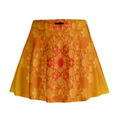 Fractal Yellow Orange Mini Flare Skirt