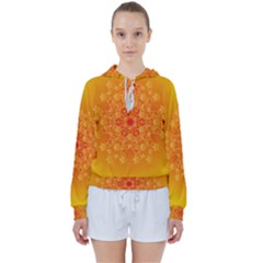 Fractal Yellow Orange Women s Tie Up Sweat by Dutashop