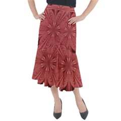 Background Floral Pattern Midi Mermaid Skirt by Dutashop