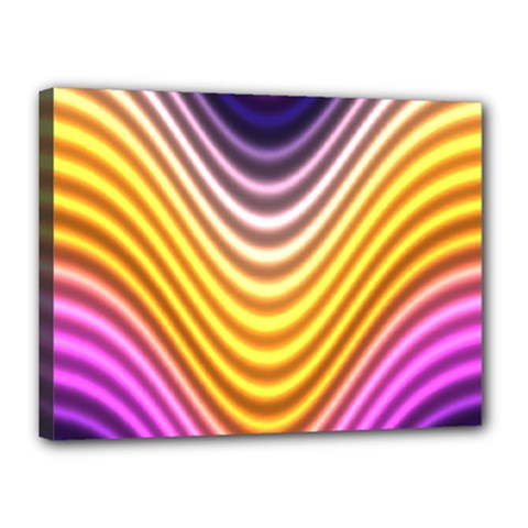 Wave Line Waveform Sound Orange Canvas 16  X 12  (stretched) by Dutashop