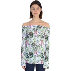 Green Flora Off Shoulder Long Sleeve Top by goljakoff