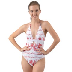 Folk Ornament Halter Cut-out One Piece Swimsuit by Eskimos