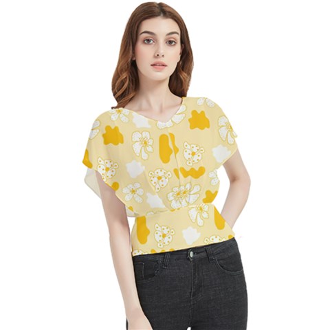 Abstract Daisy Butterfly Chiffon Blouse by Eskimos