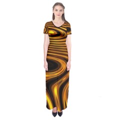 Wave Abstract Lines Short Sleeve Maxi Dress