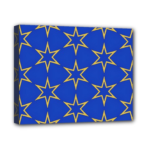 Star Pattern Blue Gold Canvas 10  X 8  (stretched) by Dutashop