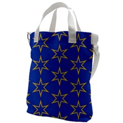 Star Pattern Blue Gold Canvas Messenger Bag by Dutashop