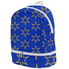 Star Pattern Blue Gold Zip Bottom Backpack by Dutashop