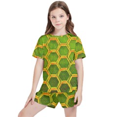 Hexagon Windows Kids  Tee And Sports Shorts Set by essentialimage365