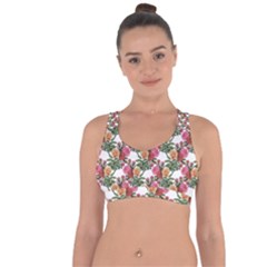 Flowers Pattern Cross String Back Sports Bra by goljakoff