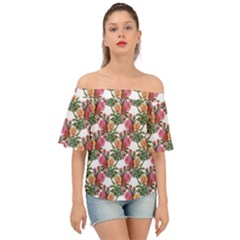 Flowers Pattern Off Shoulder Short Sleeve Top by goljakoff