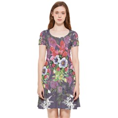 Purple Flowers Inside Out Cap Sleeve Dress by goljakoff