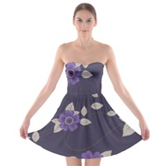 Purple Flowers Strapless Bra Top Dress by goljakoff