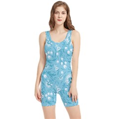 Blue White Flowers Women s Wrestling Singlet by Eskimos