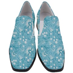 Blue White Flowers Women Slip On Heel Loafers by Eskimos