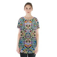 Sugar Skulls Pattern Skirt Hem Sports Top by ExtraGoodSauce