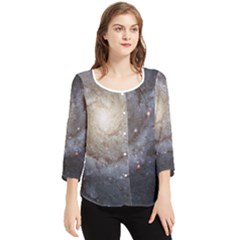 Spiral Galaxy Chiffon Quarter Sleeve Blouse by ExtraGoodSauce