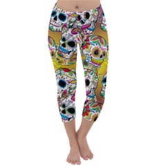 Sugar Skulls Capri Winter Leggings  by ExtraGoodSauce