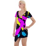 Splatter Splatter Short Sleeve Asymmetric Mini Dress