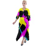 Splatter Splatter Quarter Sleeve Wrap Front Maxi Dress