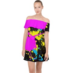 Splatter Splatter Off Shoulder Chiffon Dress by ExtraGoodSauce