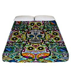 Sugar Skulls Pattern Fitted Sheet (california King Size) by ExtraGoodSauce